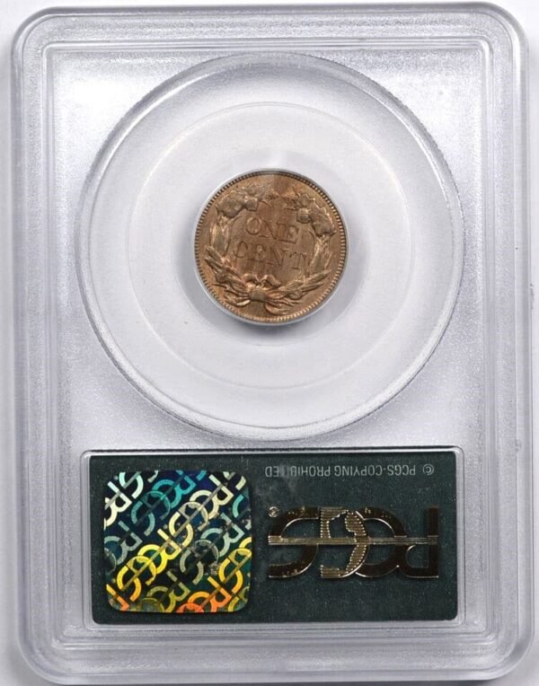 1857 FLYING EAGLE CENT 1C PCGS MS 64 CAC OLD GREEN HOLDER REVERSE