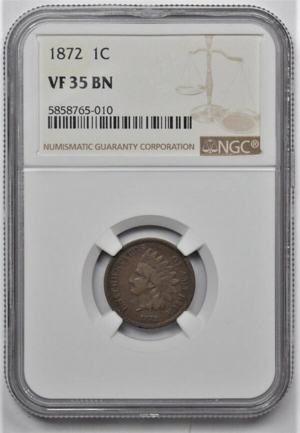 1872 INDIAN CENT NGC VF 35 BN 373883080522