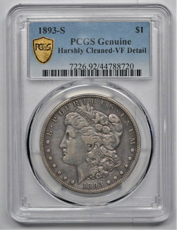 1893-S MORGAN SILVER DOLLAR S$1 PCGS VF DETAILS