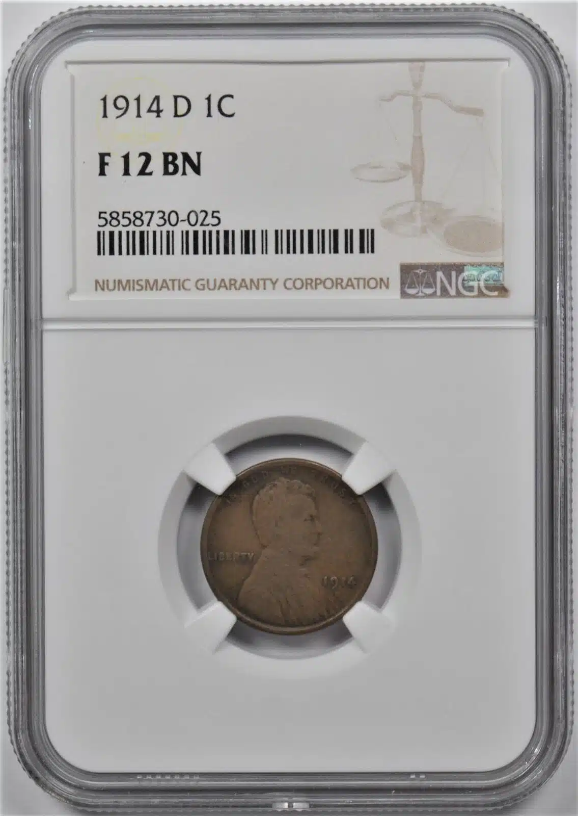 1914 D LINCOLN WHEAT CENT 1C NGC F 12 BN