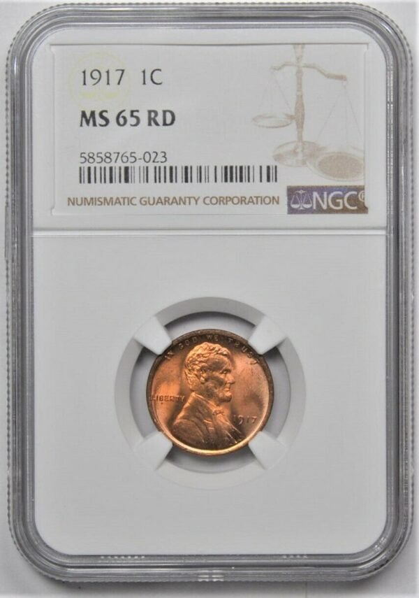 1917 LINCOLN WHEAT CENT 1C NGC MS 65 RD 373885203761
