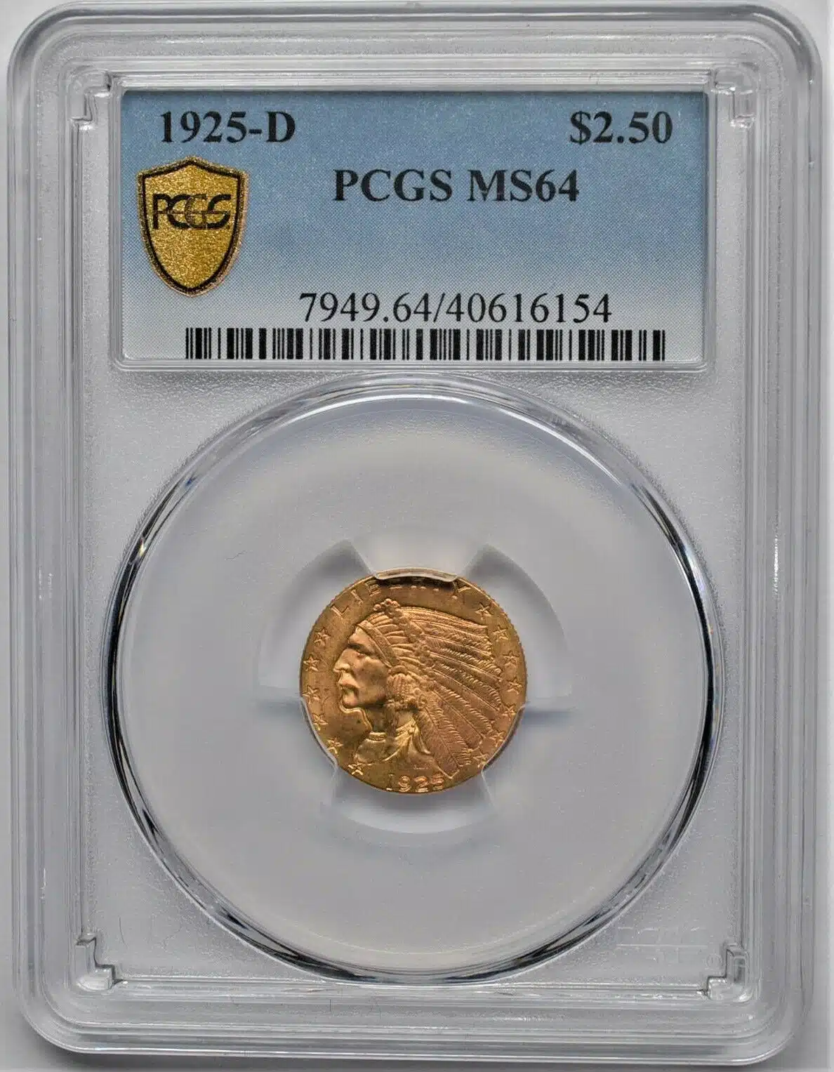 1925-D INDIAN HEAD GOLD $2.50 QUARTER EAGLE PCGS MS 64