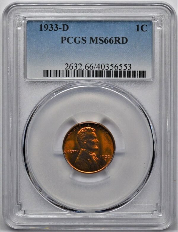 1933 D LINCOLN WHEAT CENT 1C PCGS MS 66 RD SMALL CENT 133567147911