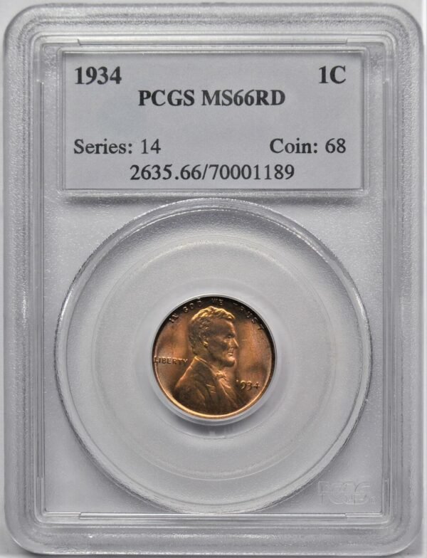 1934 LINCOLN WHEAT CENT 1C PCGS MS 66 RD 133610311993