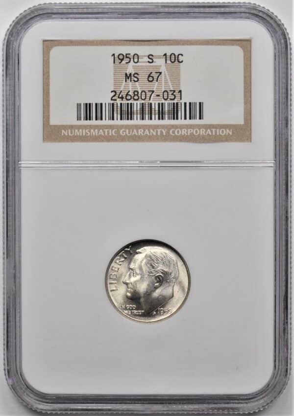 1950 S ROOSEVELT DIME 10C NGC MS 67 133606423948