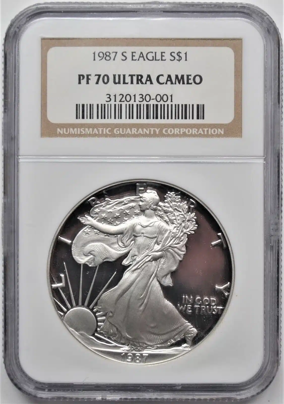 1987 S 1oz .999 FINE SILVER AMERICAN EAGLE DOLLAR S$1 NGC PF 70 ULTRA CAMEO