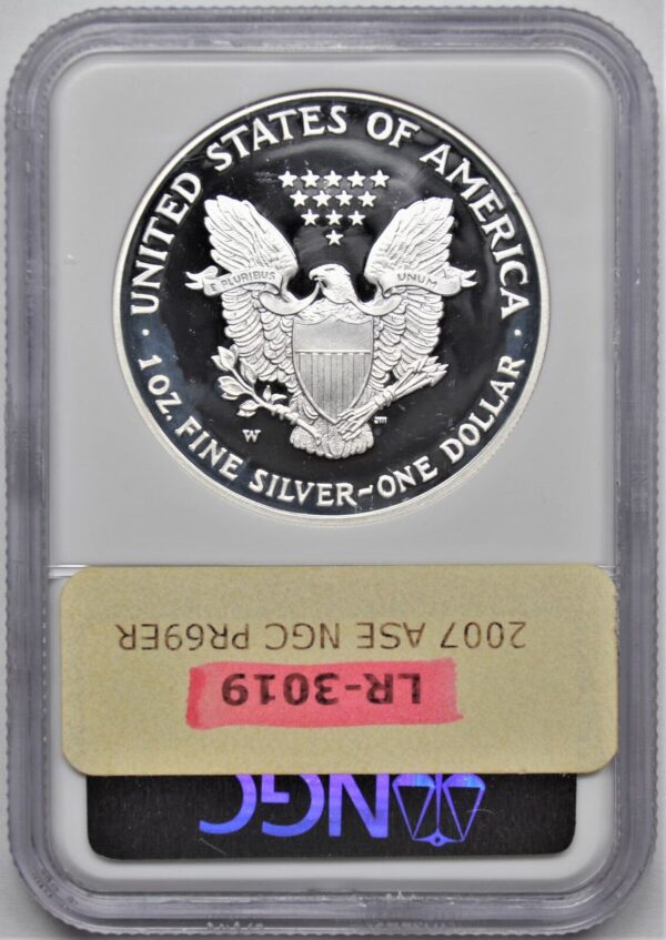 2007 W 1oz PROOF .999 FINE SILVER AMERICAN EAGLE $1 NGC PR69 UC EARLY RELEASES - Image 3