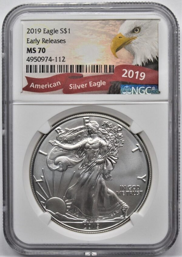 2019 1oz 999 FINE SILVER AMERICAN EAGLE DOLLAR S1 EARLY RELEASES NGC MS 70 373343610940